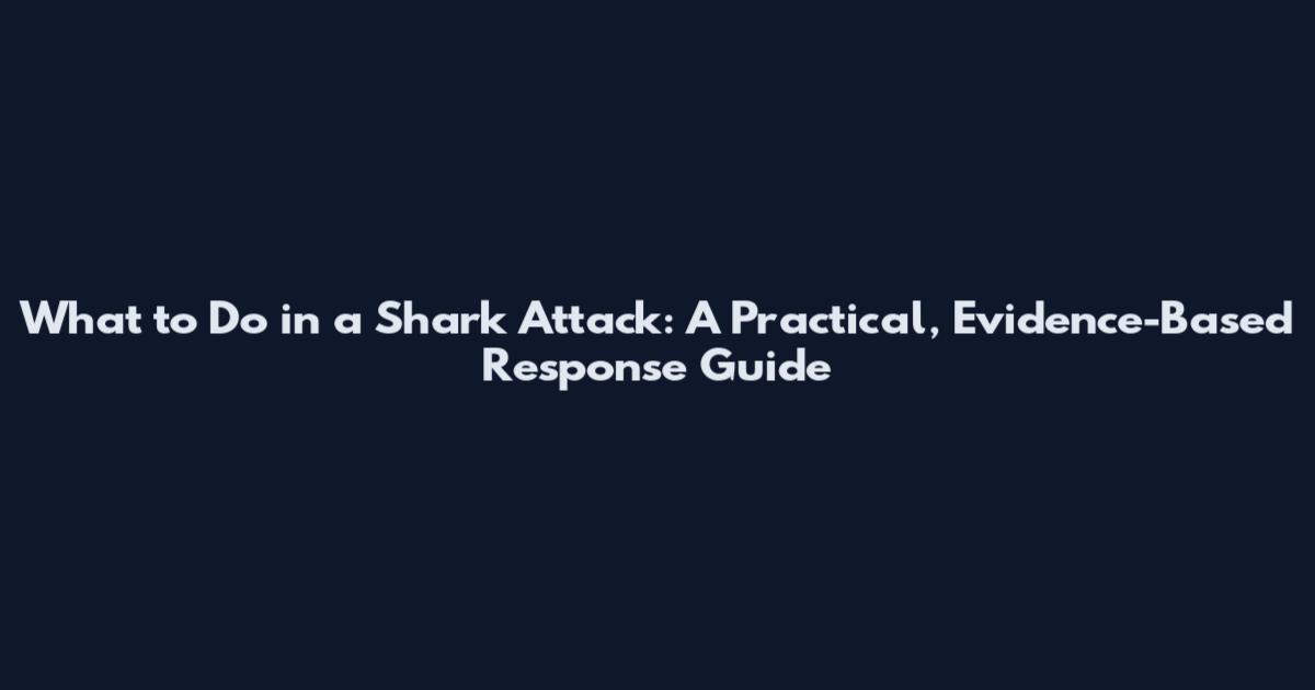 What to Do in a Shark Attack: A Practical, Evidence-Based Response Guide
