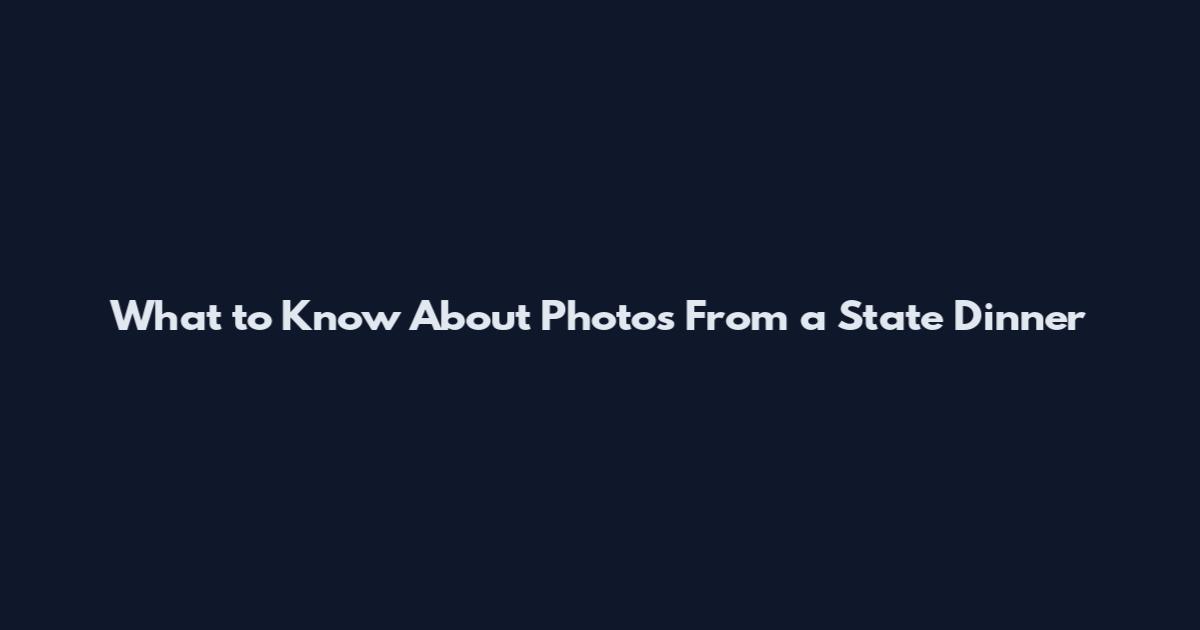 What to Know About Photos From a State Dinner