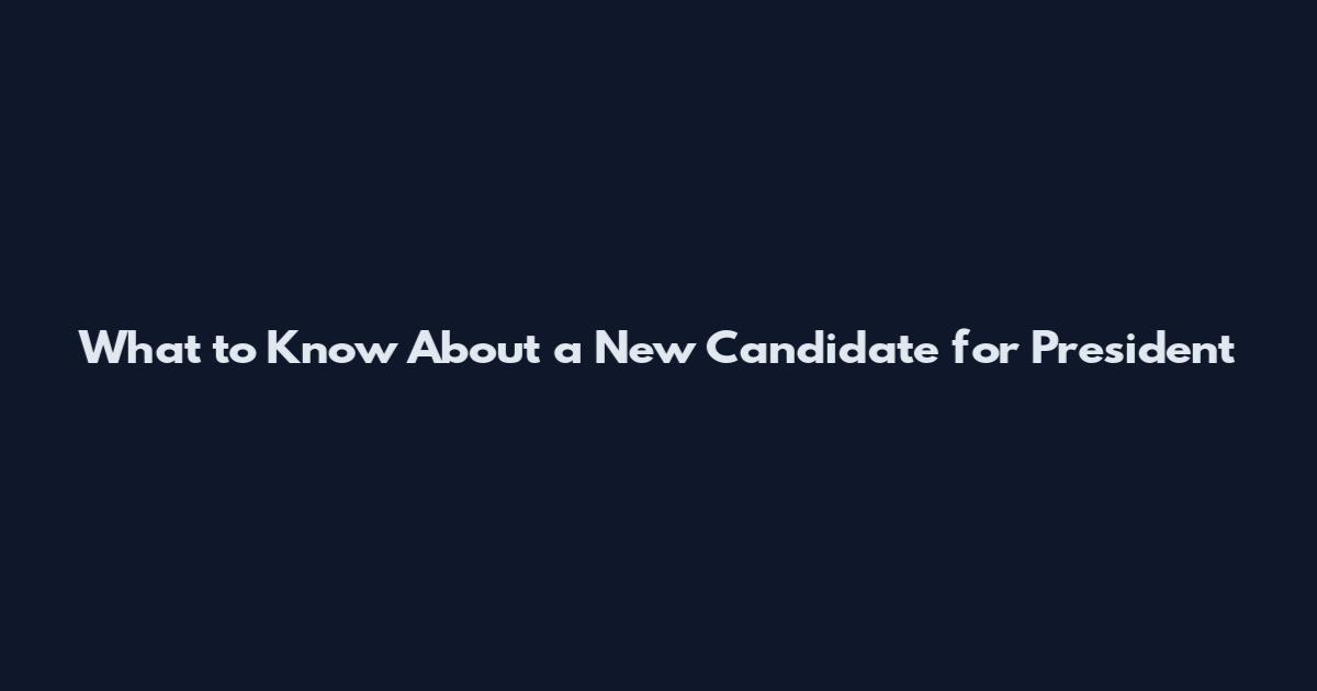 What to Know About a New Candidate for President