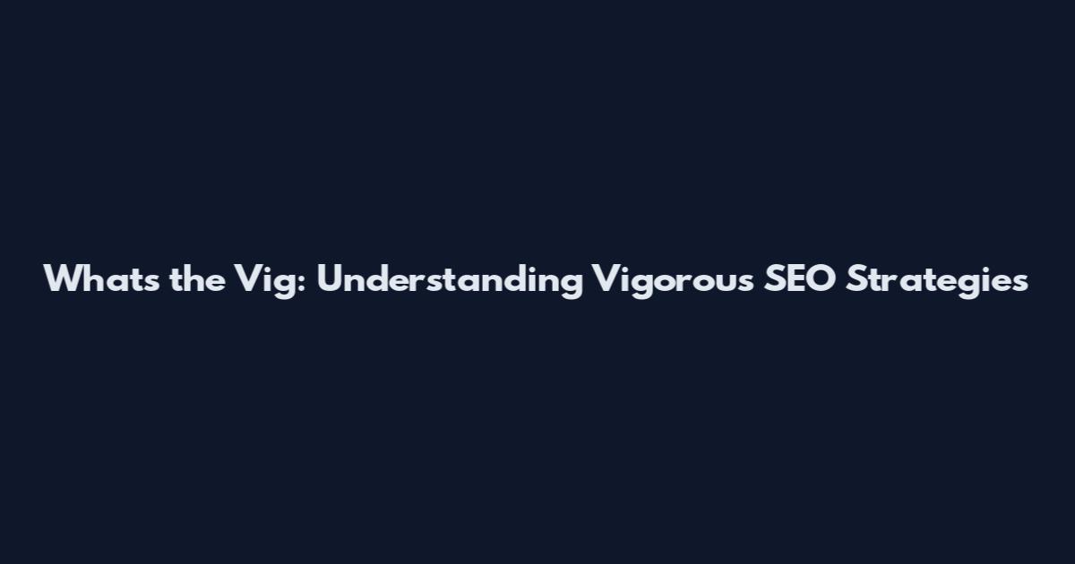Whats the Vig: Understanding Vigorous SEO Strategies