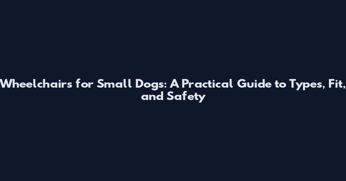 Wheelchairs for Small Dogs: A Practical Guide to Types, Fit, and Safety