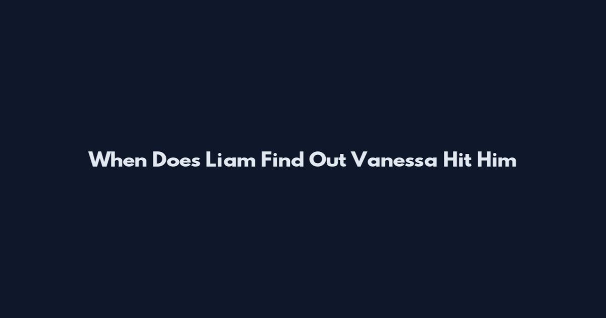 When Does Liam Find Out Vanessa Hit Him