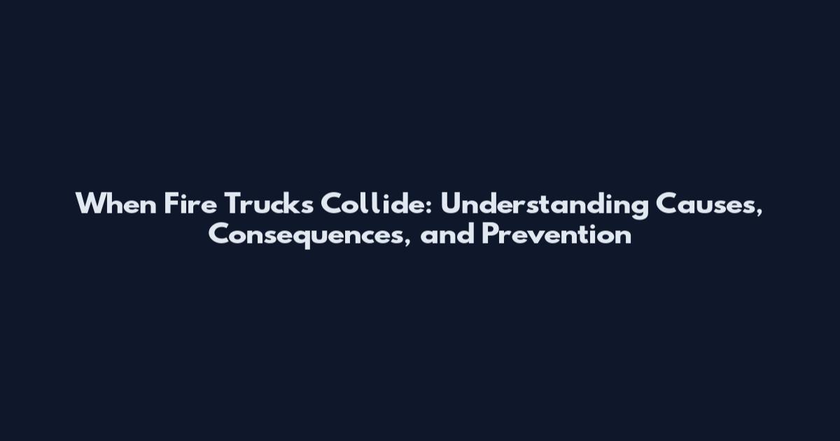 When Fire Trucks Collide: Understanding Causes, Consequences, and Prevention