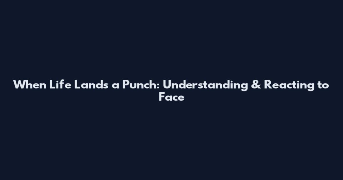 When Life Lands a Punch: Understanding & Reacting to Face