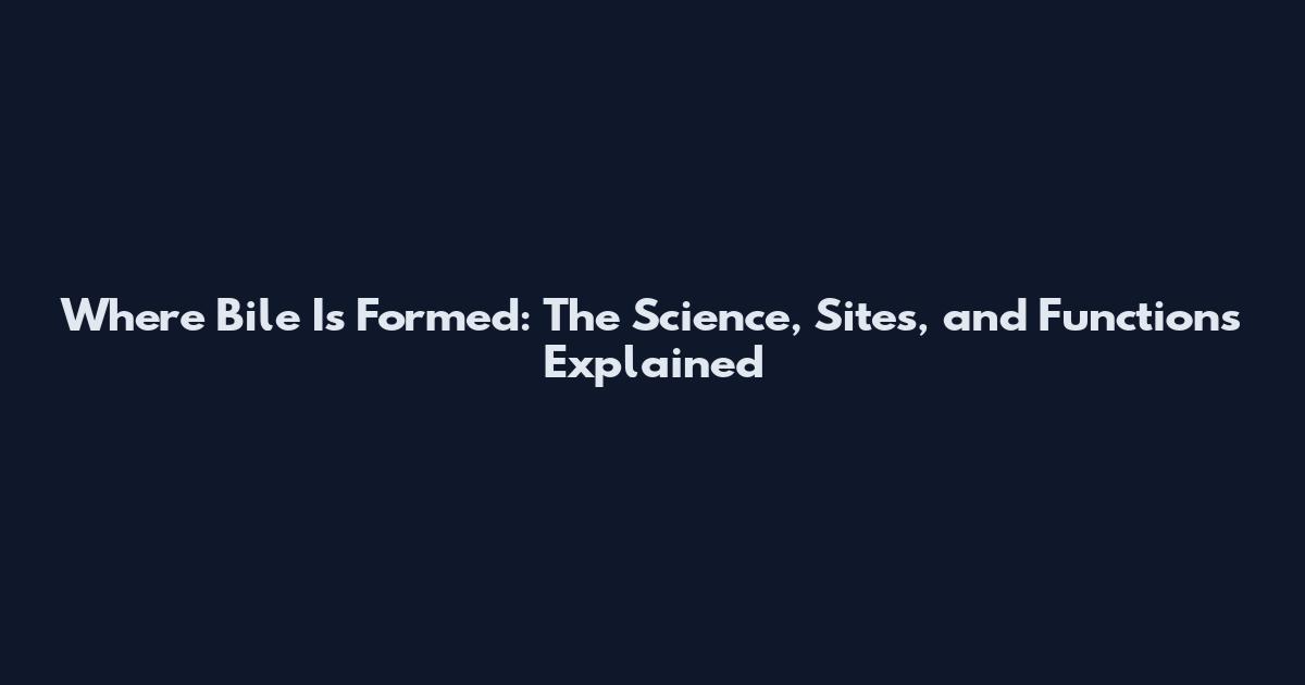 Where Bile Is Formed: The Science, Sites, and Functions Explained