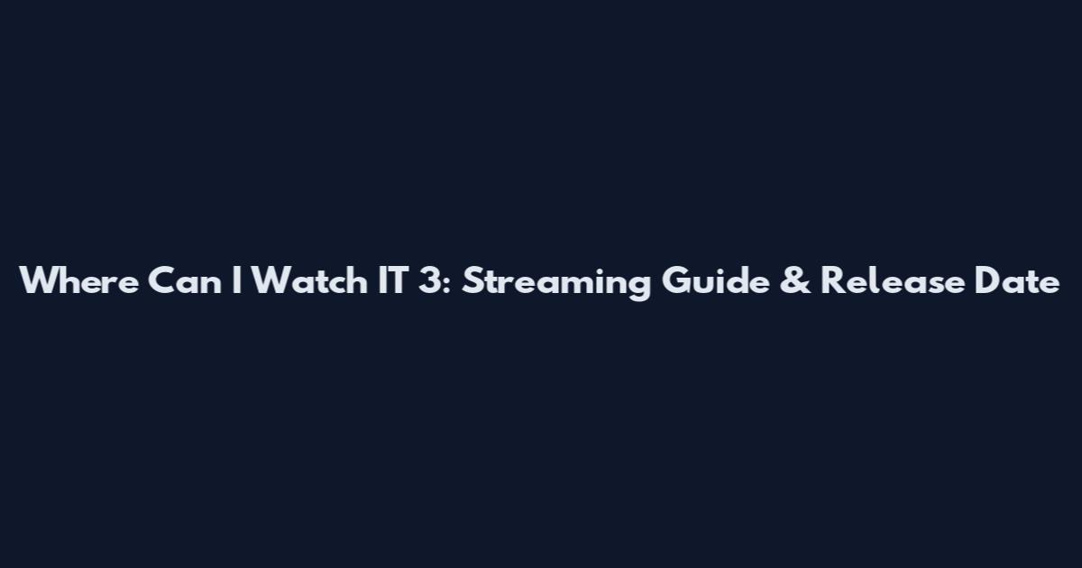 Where Can I Watch IT 3: Streaming Guide & Release Date