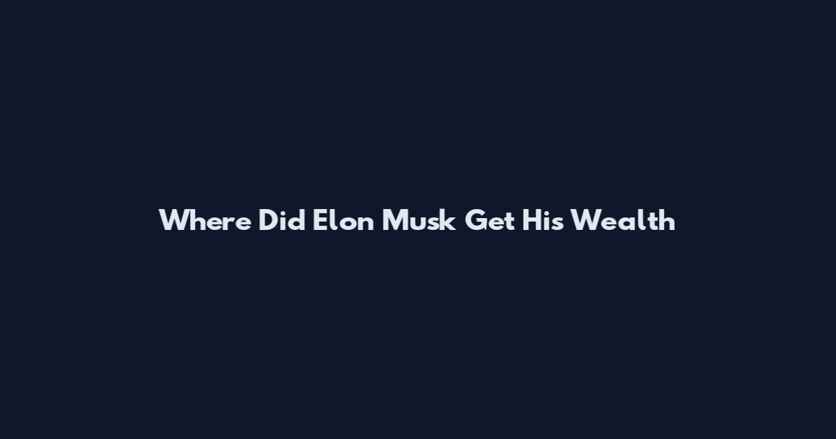 Where Did Elon Musk Get His Wealth