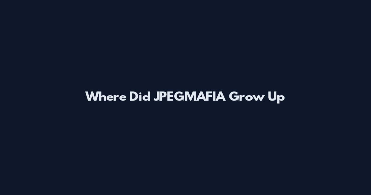 Where Did JPEGMAFIA Grow Up