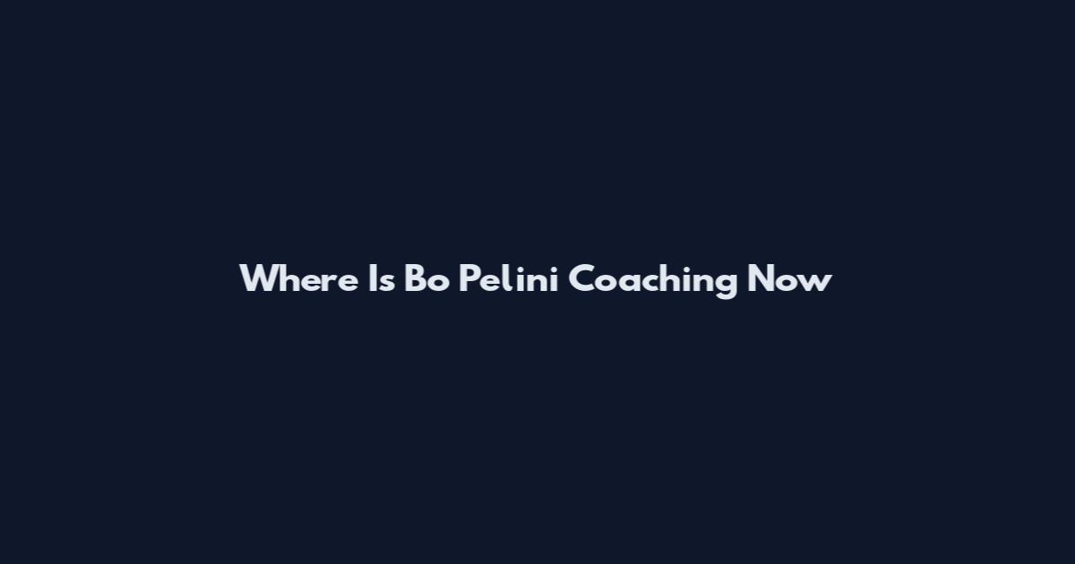 Where Is Bo Pelini Coaching Now