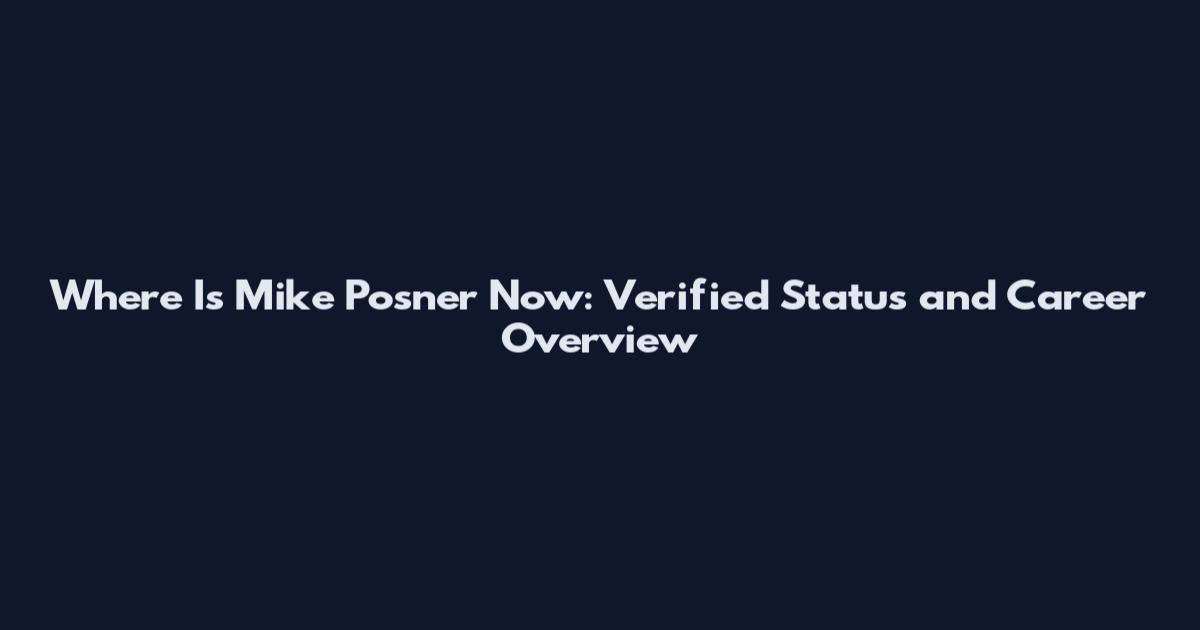 Where Is Mike Posner Now: Verified Status and Career Overview