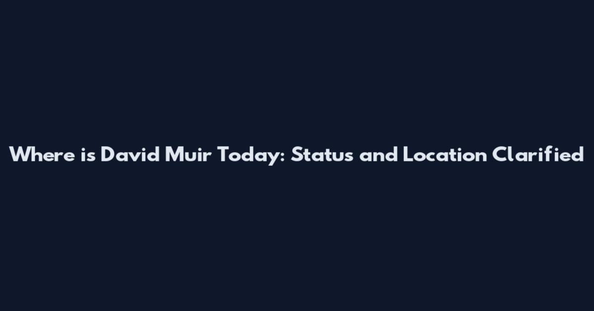 Where is David Muir Today: Status and Location Clarified