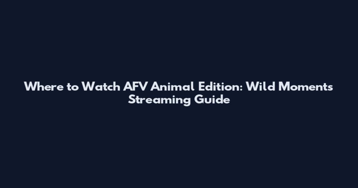 Where to Watch AFV Animal Edition: Wild Moments Streaming Guide