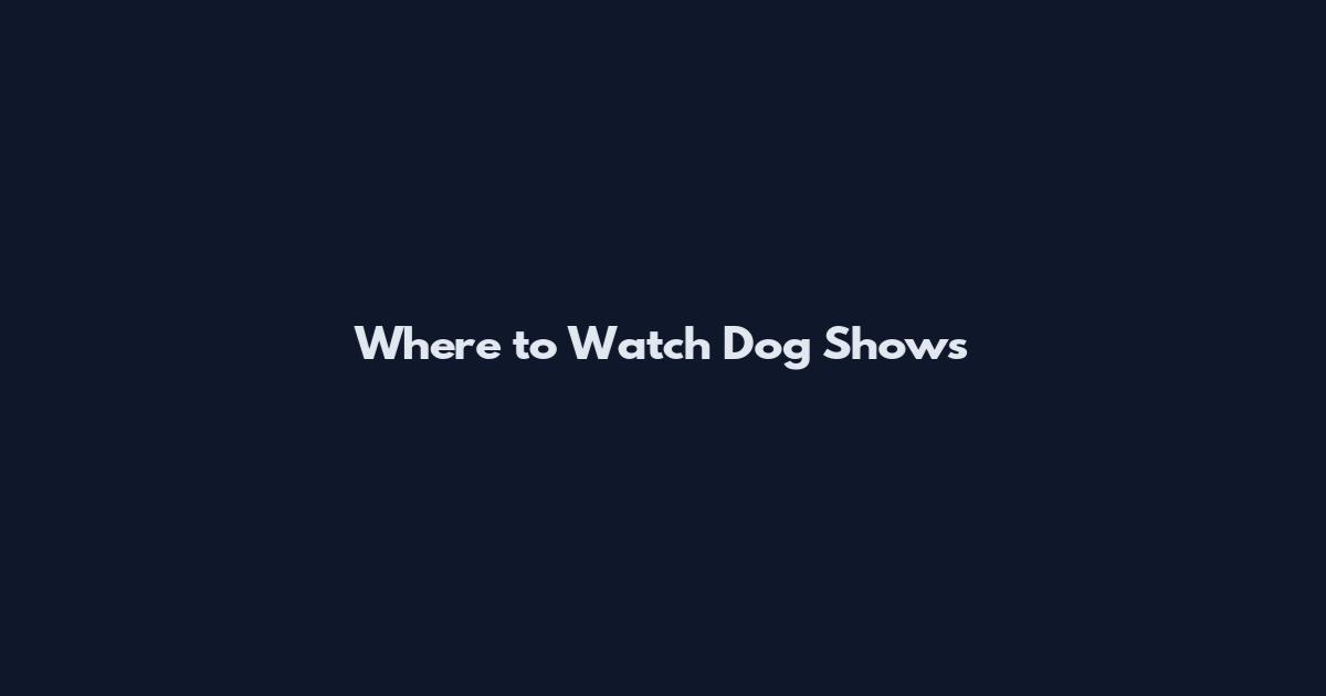 Where to Watch Dog Shows