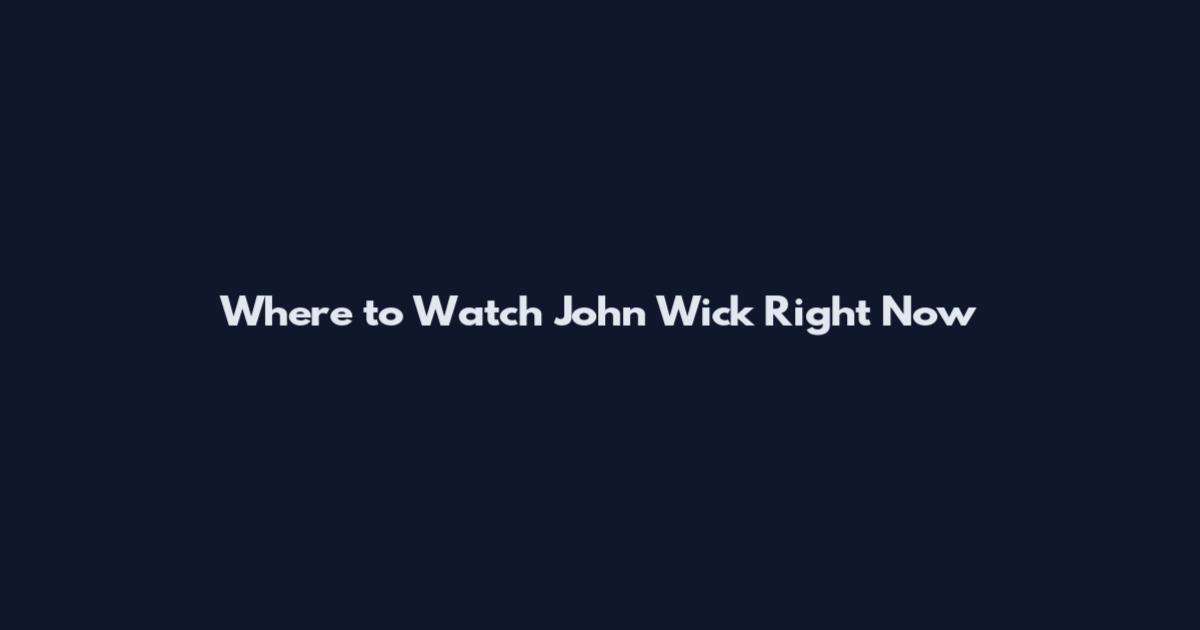 Where to Watch John Wick Right Now