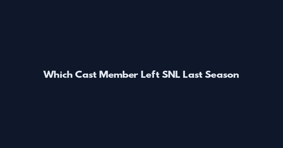 Which Cast Member Left SNL Last Season