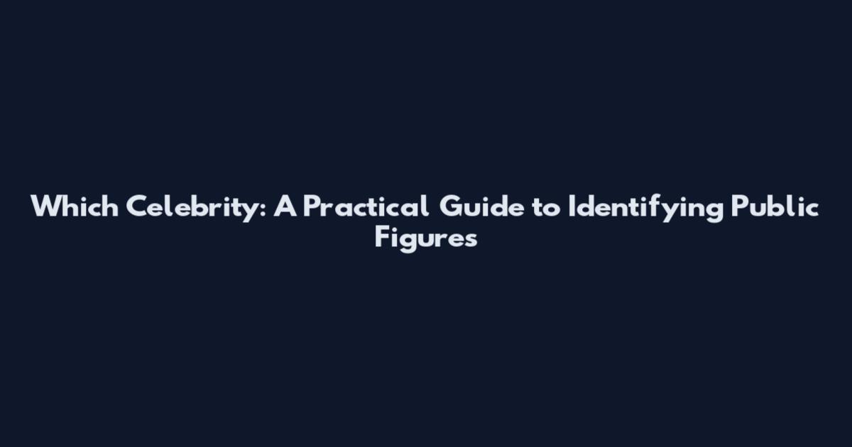 Which Celebrity: A Practical Guide to Identifying Public Figures