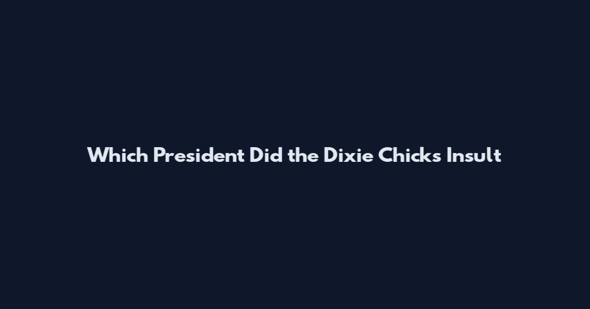 Which President Did the Dixie Chicks Insult