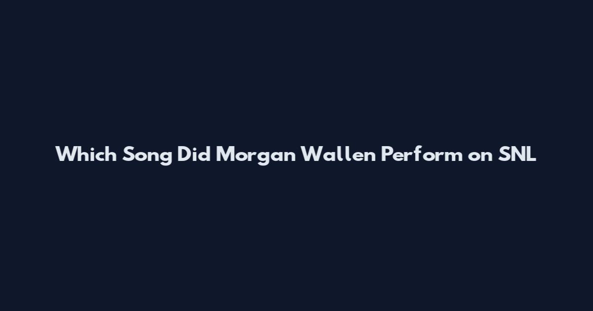 Which Song Did Morgan Wallen Perform on SNL