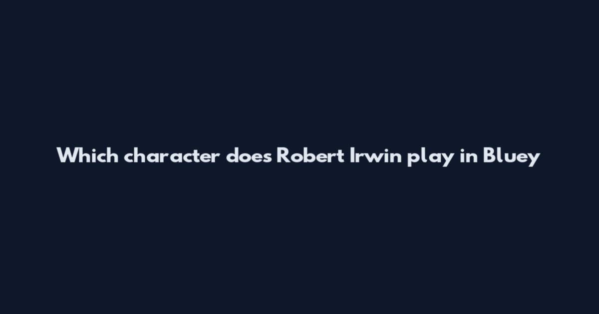 Which character does Robert Irwin play in Bluey