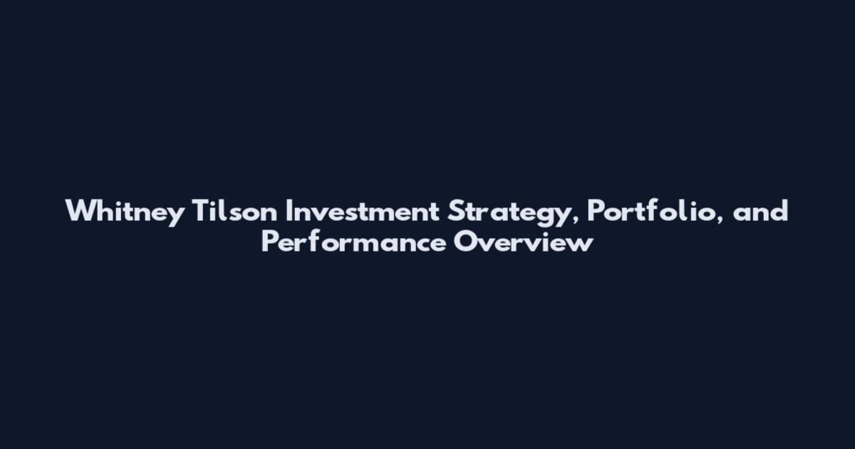 Whitney Tilson Investment Strategy, Portfolio, and Performance Overview
