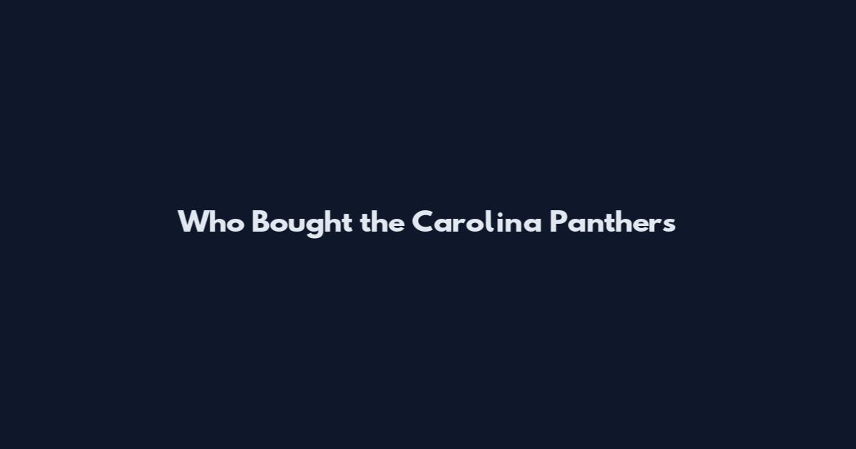 Who Bought the Carolina Panthers