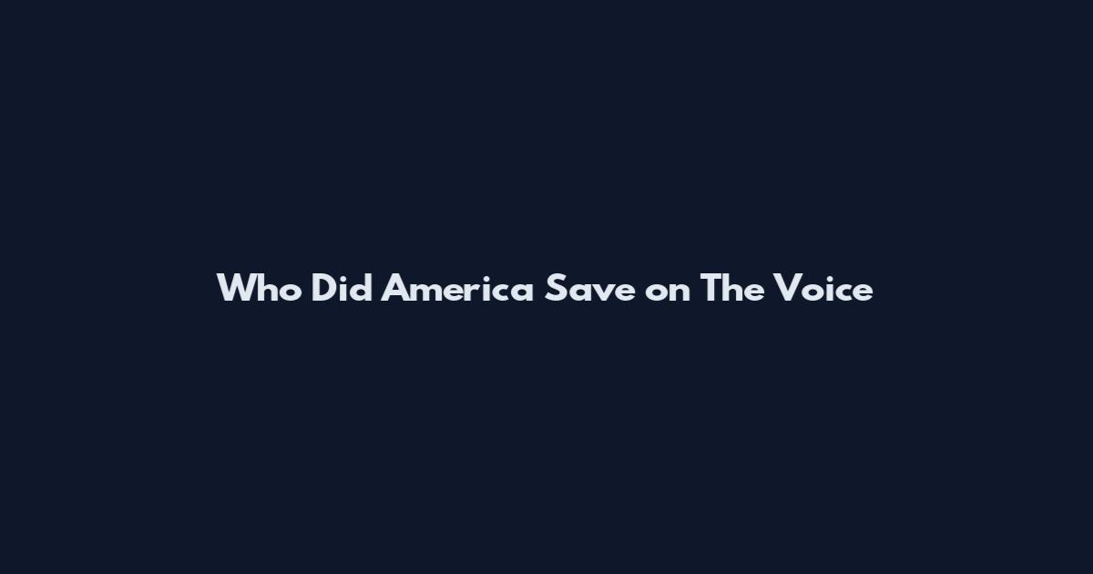 Who Did America Save on The Voice