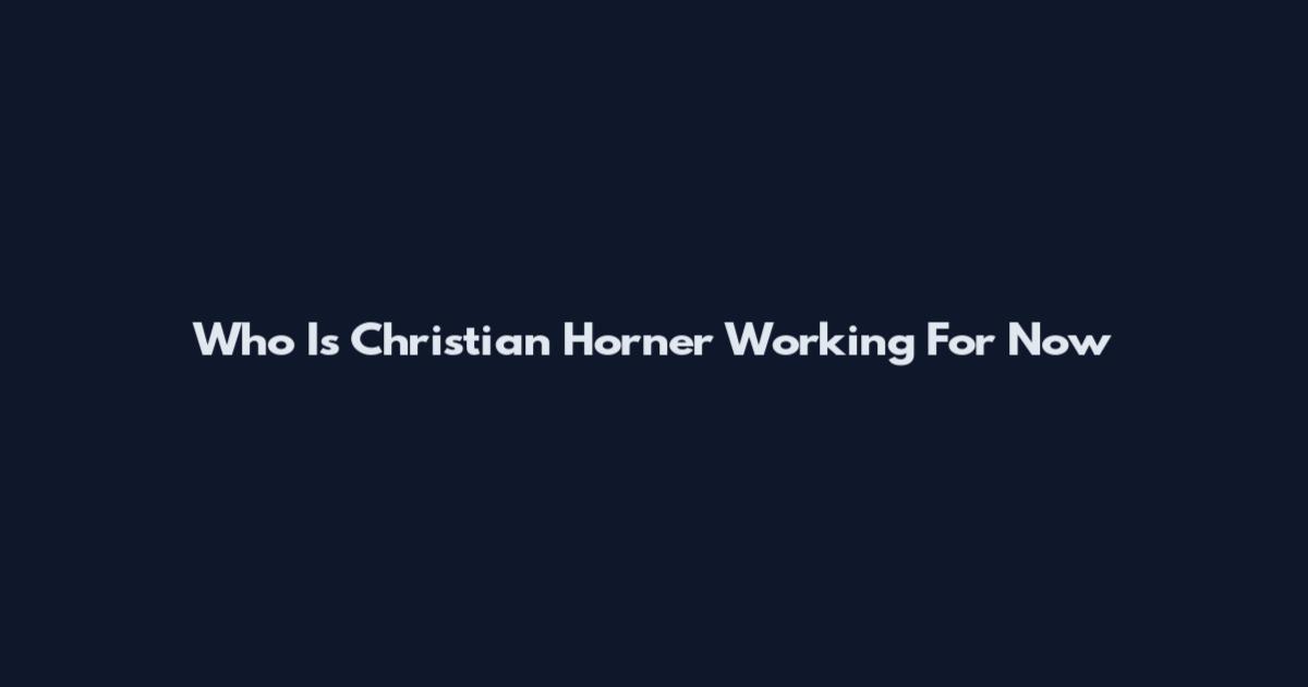 Who Is Christian Horner Working For Now