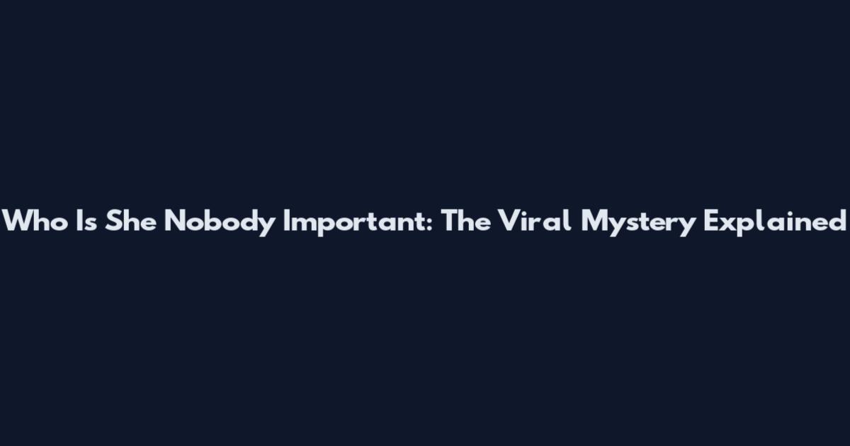 Who Is She Nobody Important: The Viral Mystery Explained