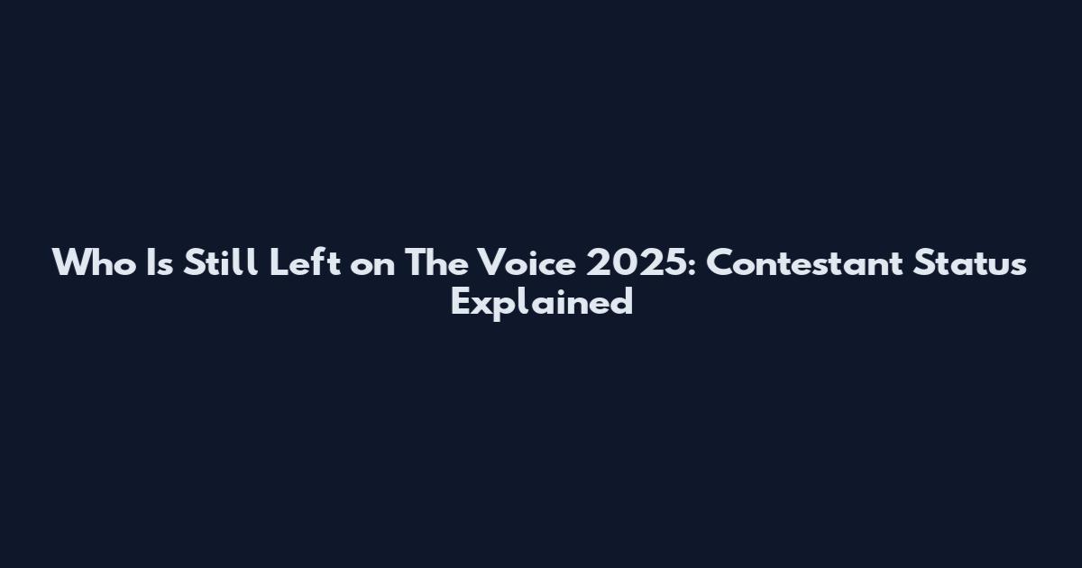 Who Is Still Left on The Voice 2025: Contestant Status Explained