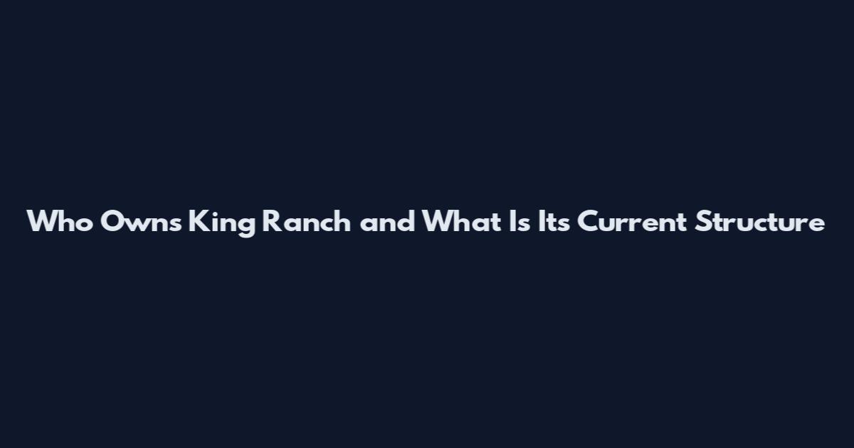 Who Owns King Ranch and What Is Its Current Structure