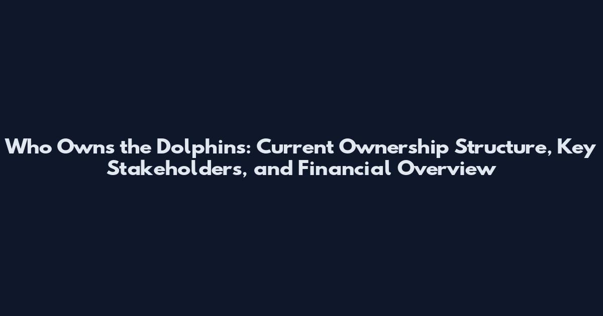 Who Owns the Dolphins: Current Ownership Structure, Key Stakeholders, and Financial Overview