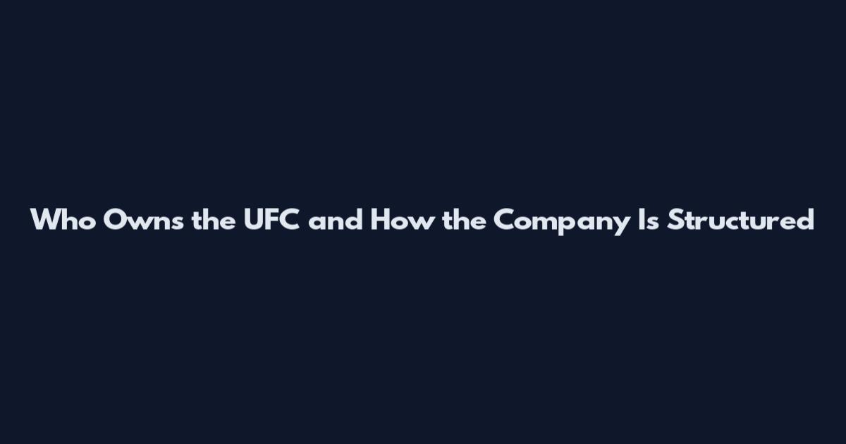 Who Owns the UFC and How the Company Is Structured