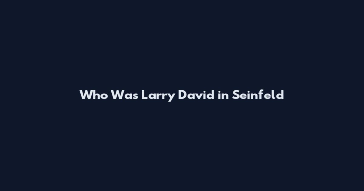 Who Was Larry David in Seinfeld