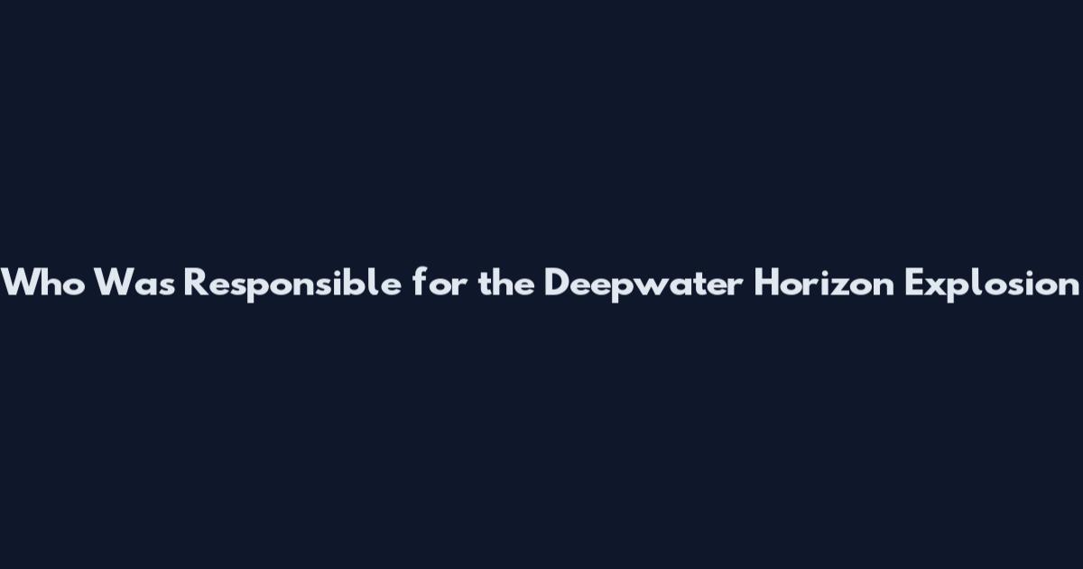Who Was Responsible for the Deepwater Horizon Explosion