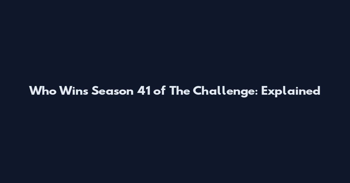 Who Wins Season 41 of The Challenge: Explained