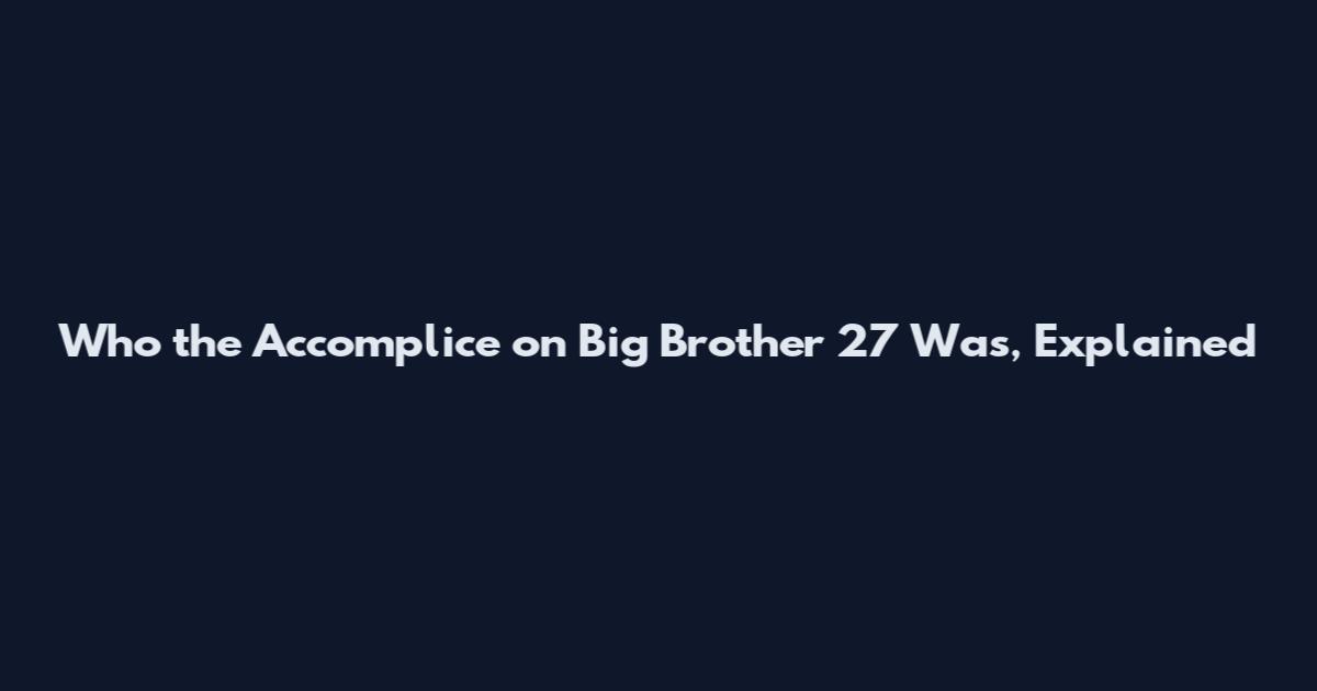 Who the Accomplice on Big Brother 27 Was, Explained