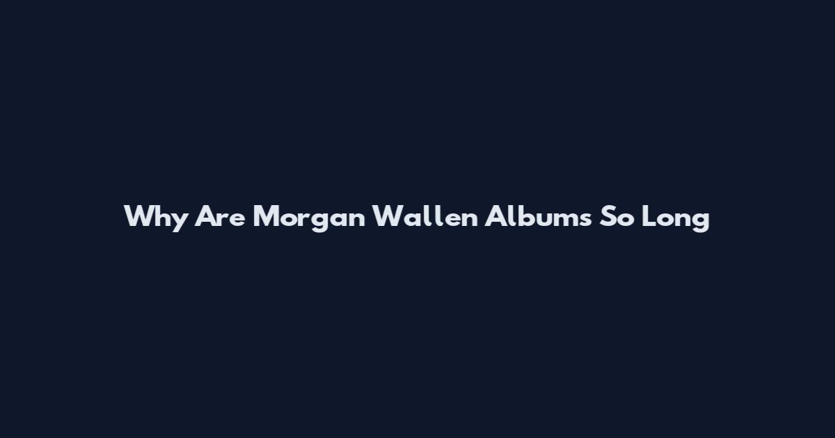 Why Are Morgan Wallen Albums So Long