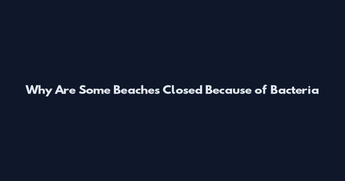 Why Are Some Beaches Closed Because of Bacteria