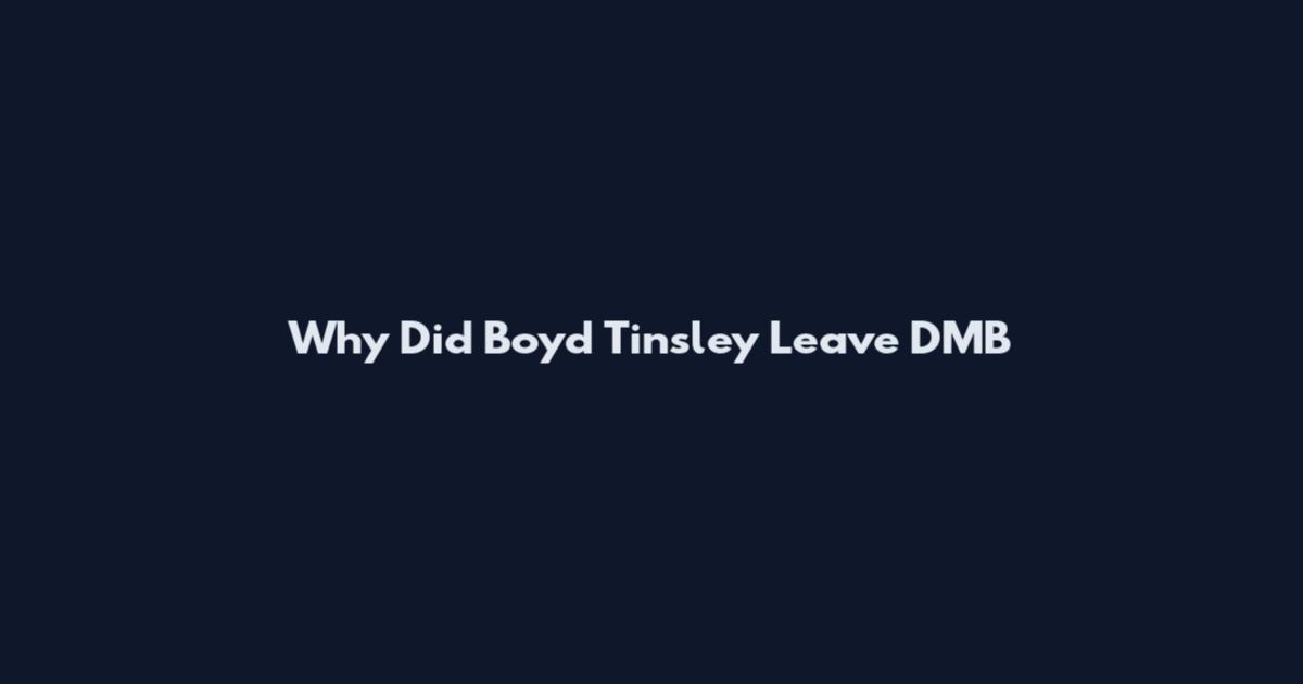 Why Did Boyd Tinsley Leave DMB