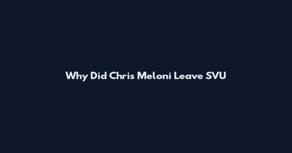 Why Did Chris Meloni Leave SVU