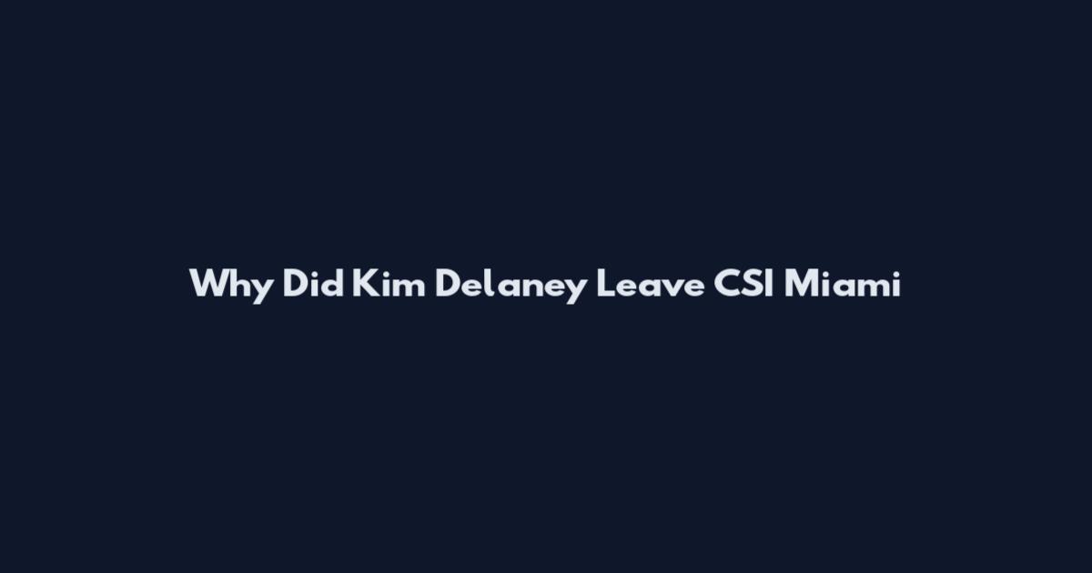 Why Did Kim Delaney Leave CSI Miami