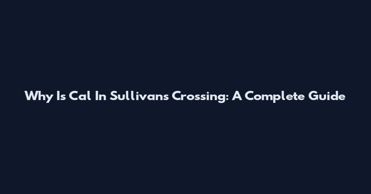 Why Is Cal In Sullivan's Crossing: A Complete Guide