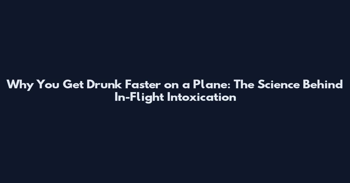 Why You Get Drunk Faster on a Plane: The Science Behind In-Flight Intoxication