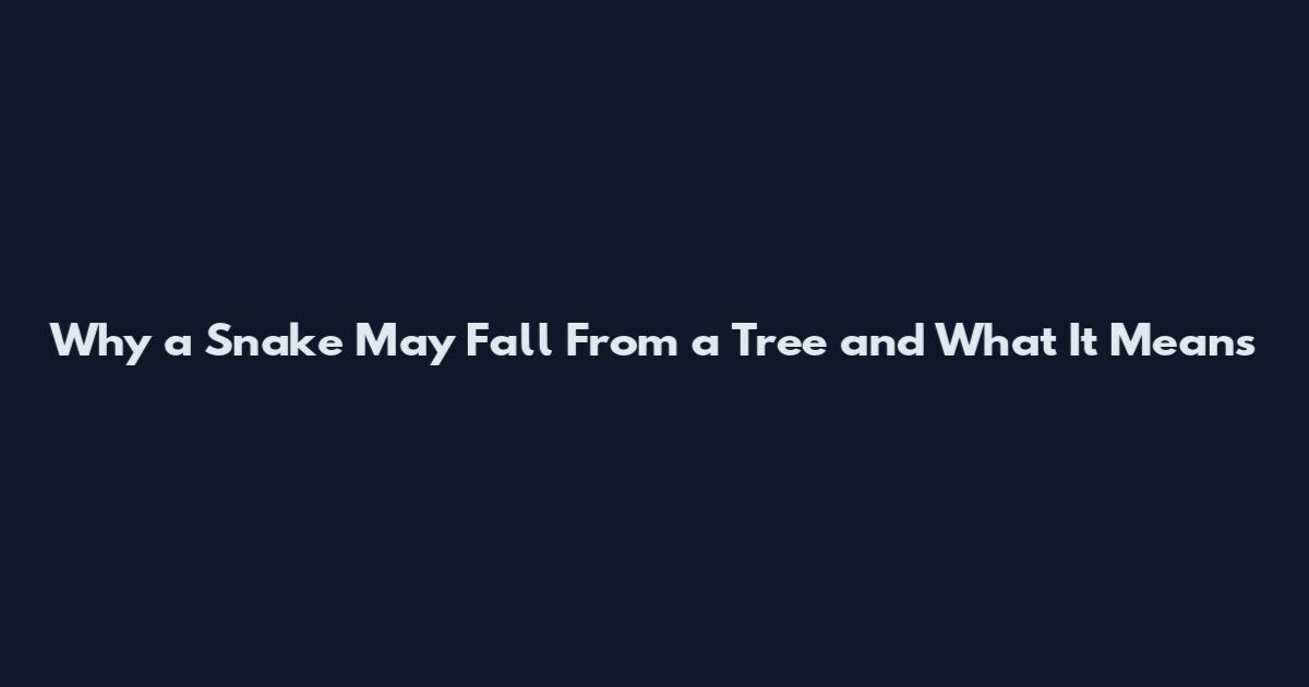 Why a Snake May Fall From a Tree and What It Means