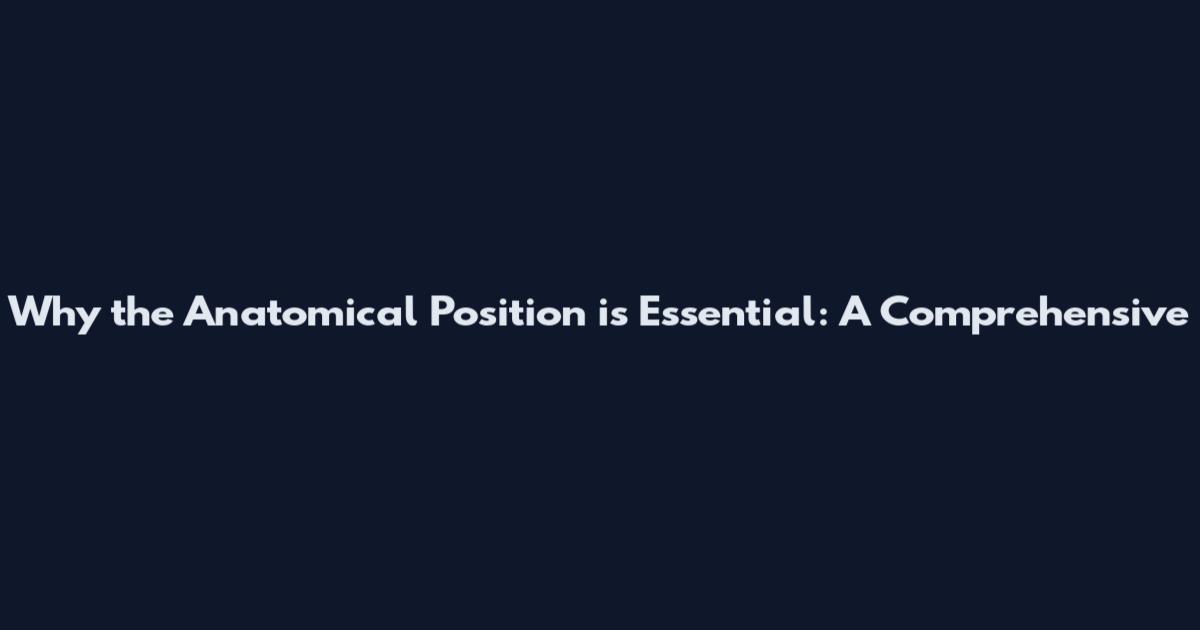 Why the Anatomical Position is Essential: A Comprehensive