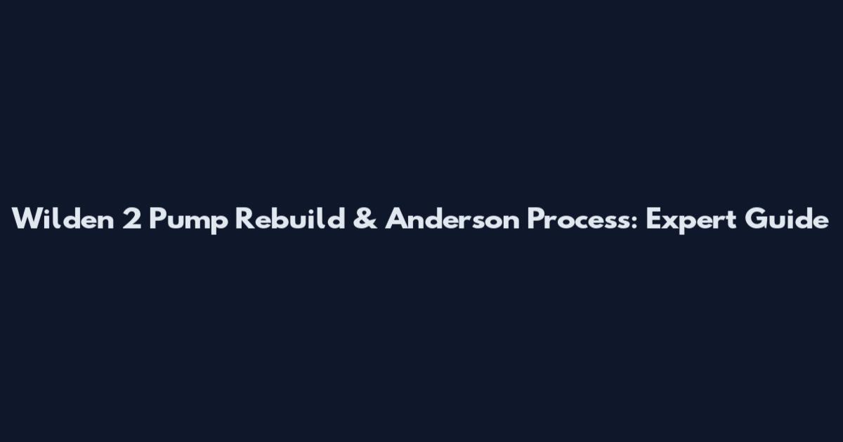 Wilden 2 Pump Rebuild & Anderson Process: Expert Guide