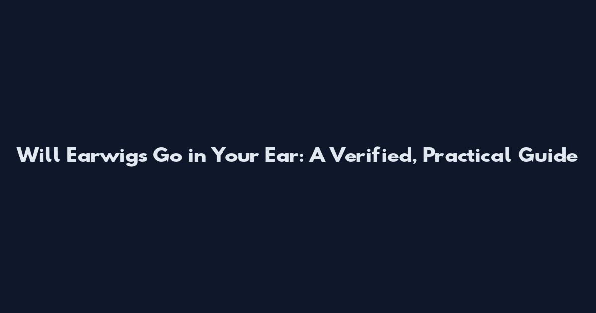 Will Earwigs Go in Your Ear: A Verified, Practical Guide