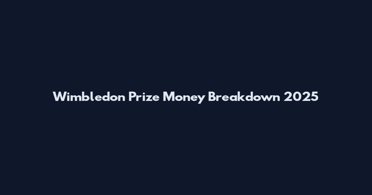 Wimbledon Prize Money Breakdown 2025