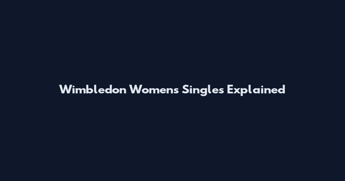 Wimbledon Women's Singles Explained