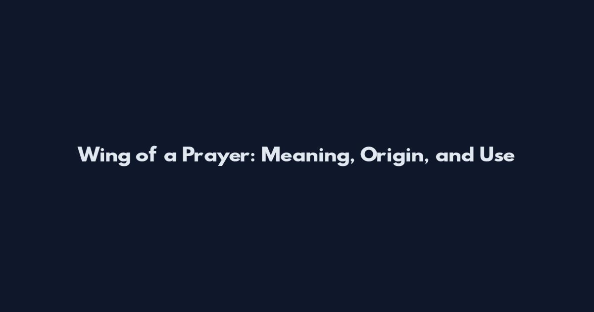 Wing of a Prayer: Meaning, Origin, and Use